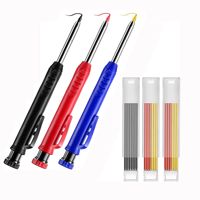 3 Pack Carpenter Pencil with 21 Refill Long Nosed Deep Hole Mechanical Pencil Marker with Sharpener for Carpenter