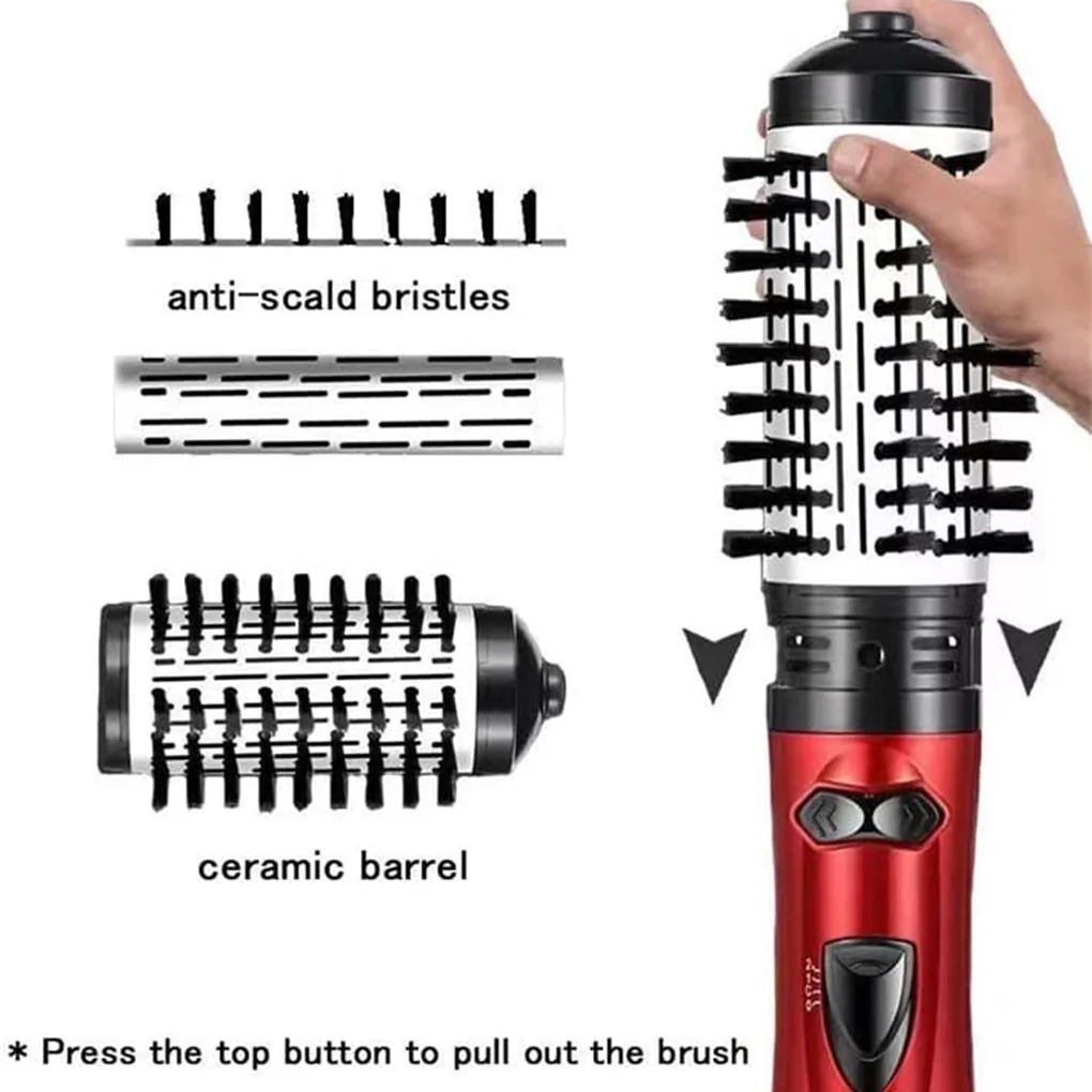 Rotating Hair Dryer Brush Straightener Curler Curling Stick Professional Air-Dryer Comb Styling Tool 3 Gear Settings