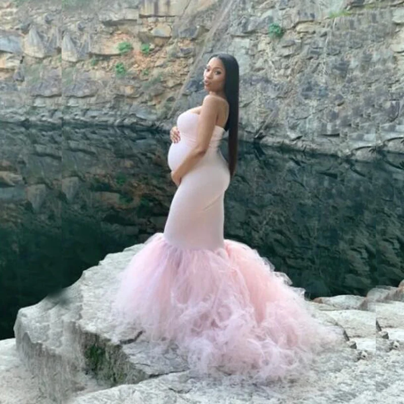 

Maternity Tulle Mermaid Sweetheart Maternity Dress Photoshoot Evening Gown Baby Shower Платье Для Беременных