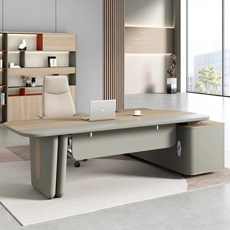 Simple desk, modern manager, president, office desk and chair combination, large desk, high-end office furniture