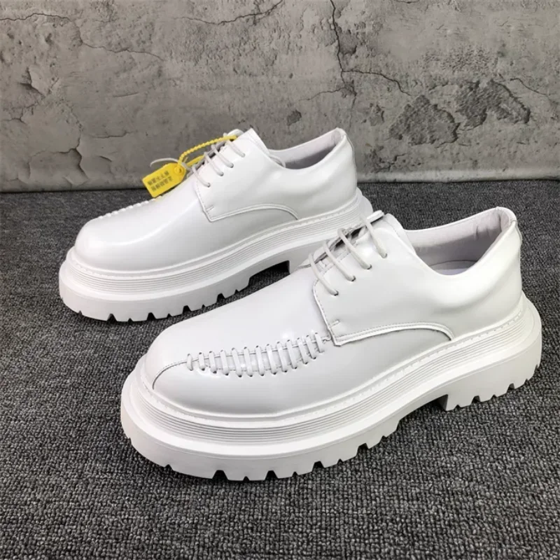 British Style Inner Heightened Derby Shoes Big-toe Leather Shoes Men's Autumn Thick-soled All-match Fashion Casual Sneakers