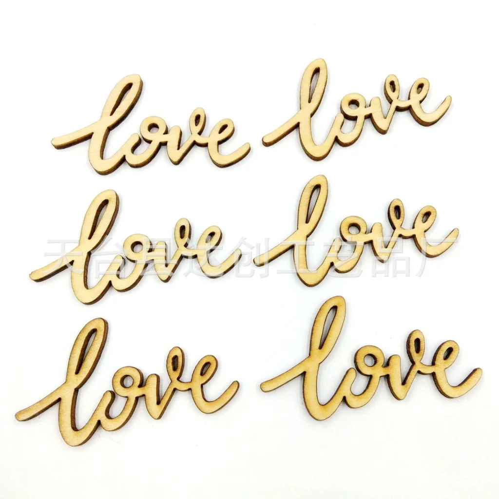 Spot venta al por mayor fichas de madera amor madera europea y americana alfabeto inglés artesanía fichas de madera decoración de accesorios de escena del Día de San Valentín