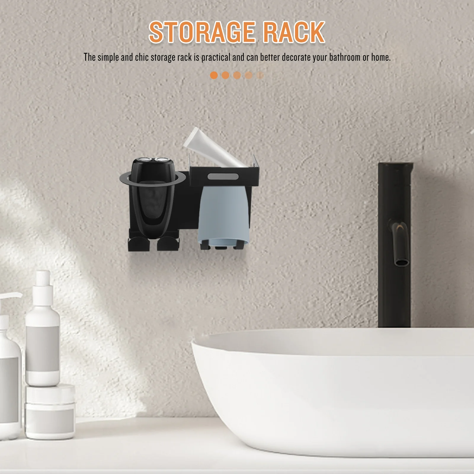 

Wall Mounted Toothbrush Stand Stainless Steel Bathroom Countertop Organizer Multi-Functional Holder for Home Shower Decorative