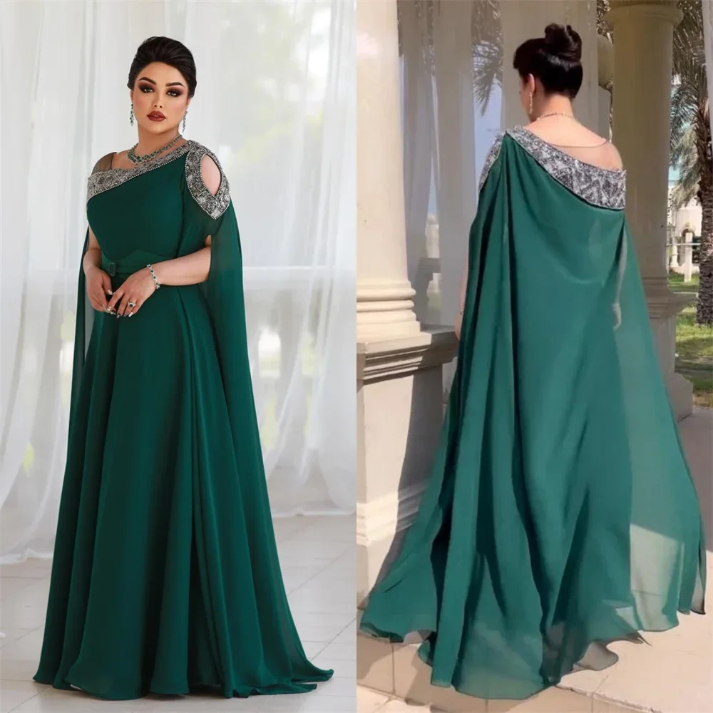 

Evening Gown Prom Formal Dress Dearin Asymmetrical A-line Floor Length Skirts Draped Tulle Bead Bespoke Occasion Dresses Saudi A