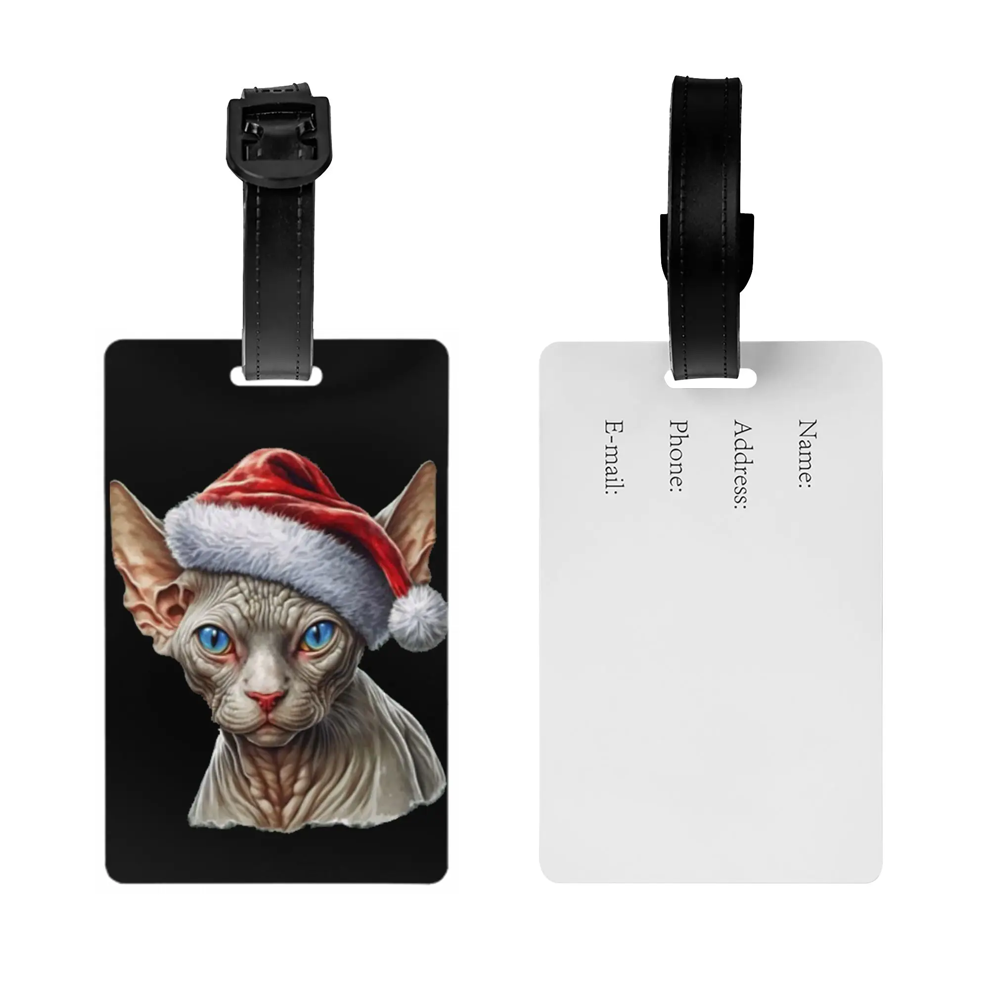 Christmas Sphynx Cat Luggage Tag  Travel Bag Suitcase Privacy Cover ID Label