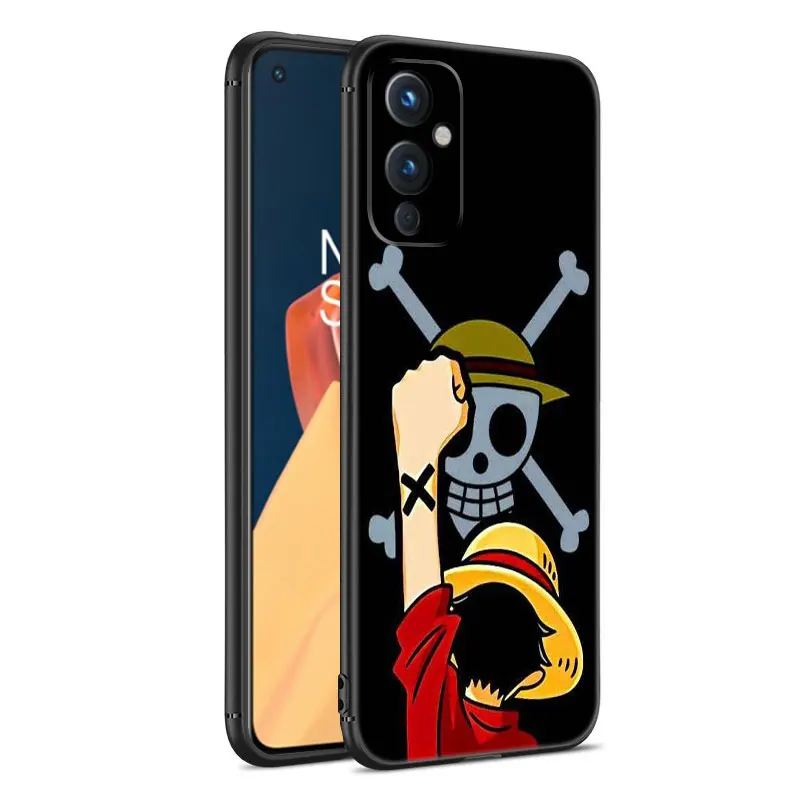 Anime One Piece Luffy Black Silicone Phone Case For OnePlus 9 10 11 12 ACE 2V Pro 9RT 10T 10R Nord CE 2 3 Lite N10 N20 N30 5G