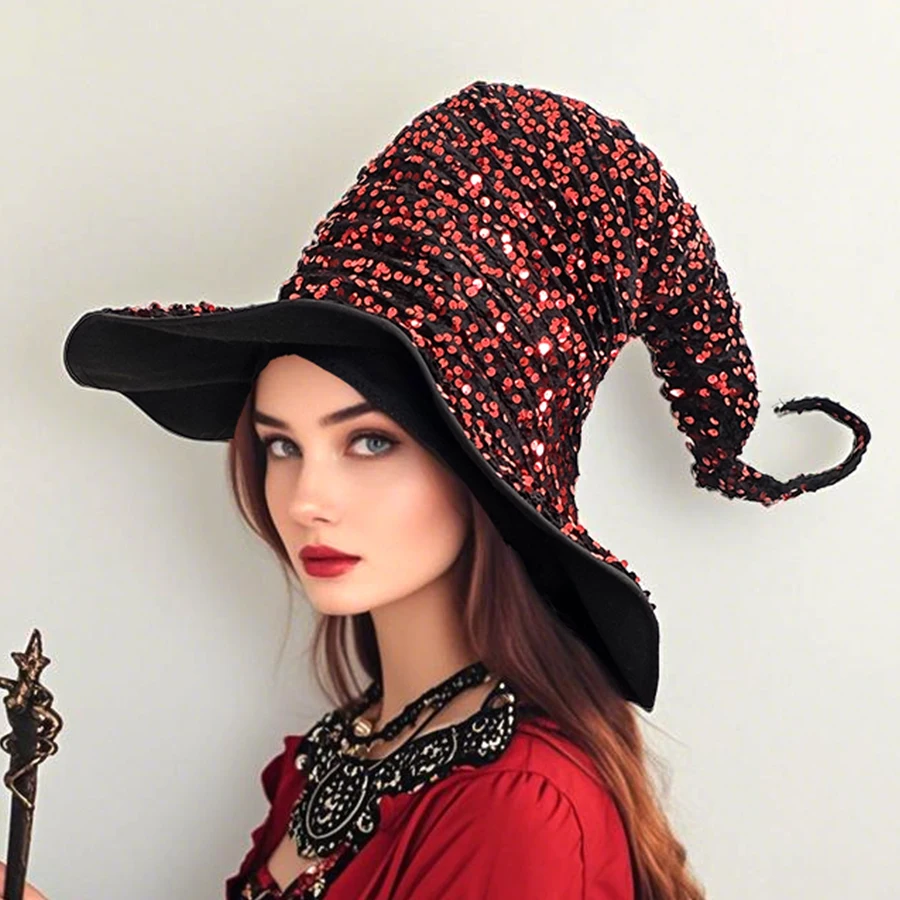 Chapeau de sorcière Halloween chapeau de sorcière paillettes chapeau le plus lourd scène atmosphère vacances fête habiller chapeau Cosplay chapeau décoratif
