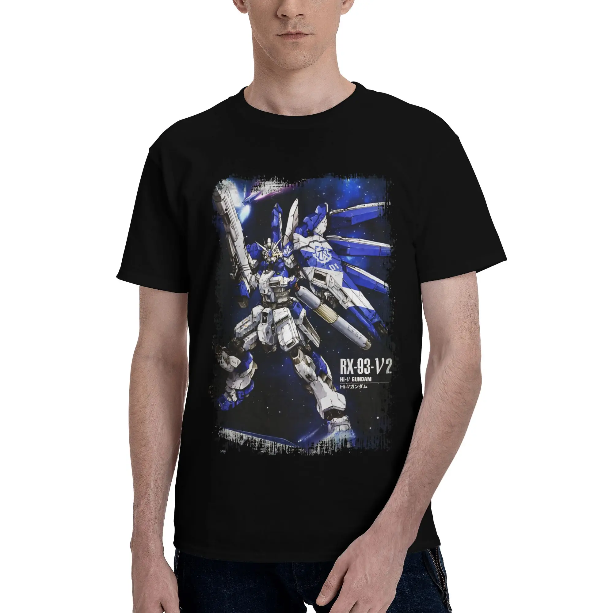 RX 93 Hi Nu  Novelty Graphic 100% Cotton T-Shirt Bandai Gundam Tops Tees For Men