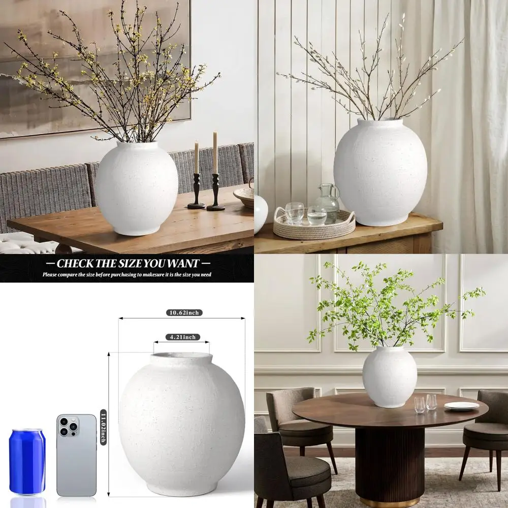 

Elegant 11 White Ceramic Vase - Modern Tall Decor for Living Room and Festive Home Styling