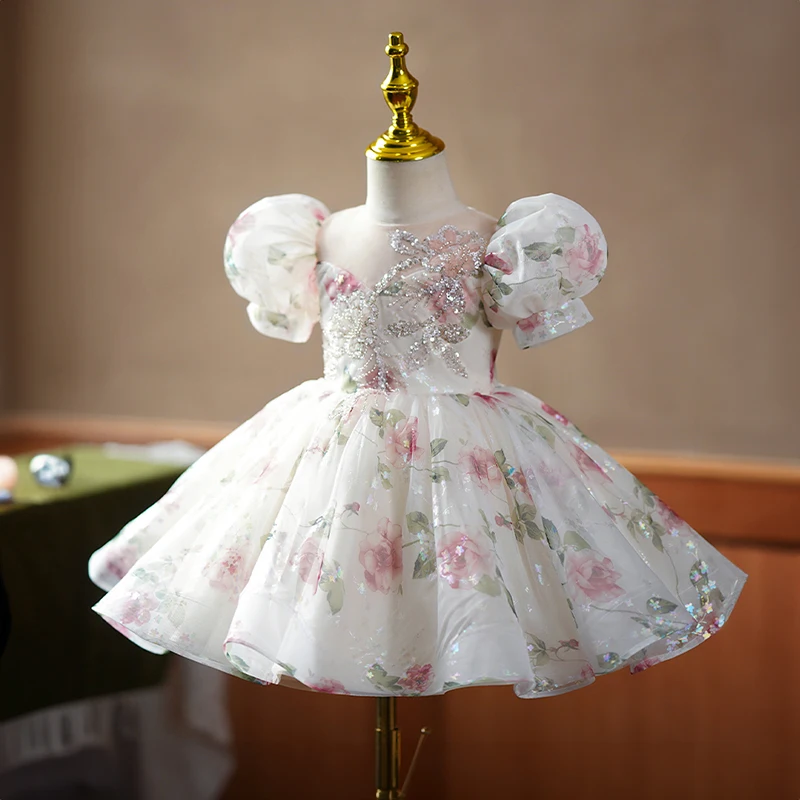 Children Eid Holidays Luxury Birthday Party Dresses for Toddler Flower Girls Wedding Evening Ball Gown Formal Kids Pageant Dress