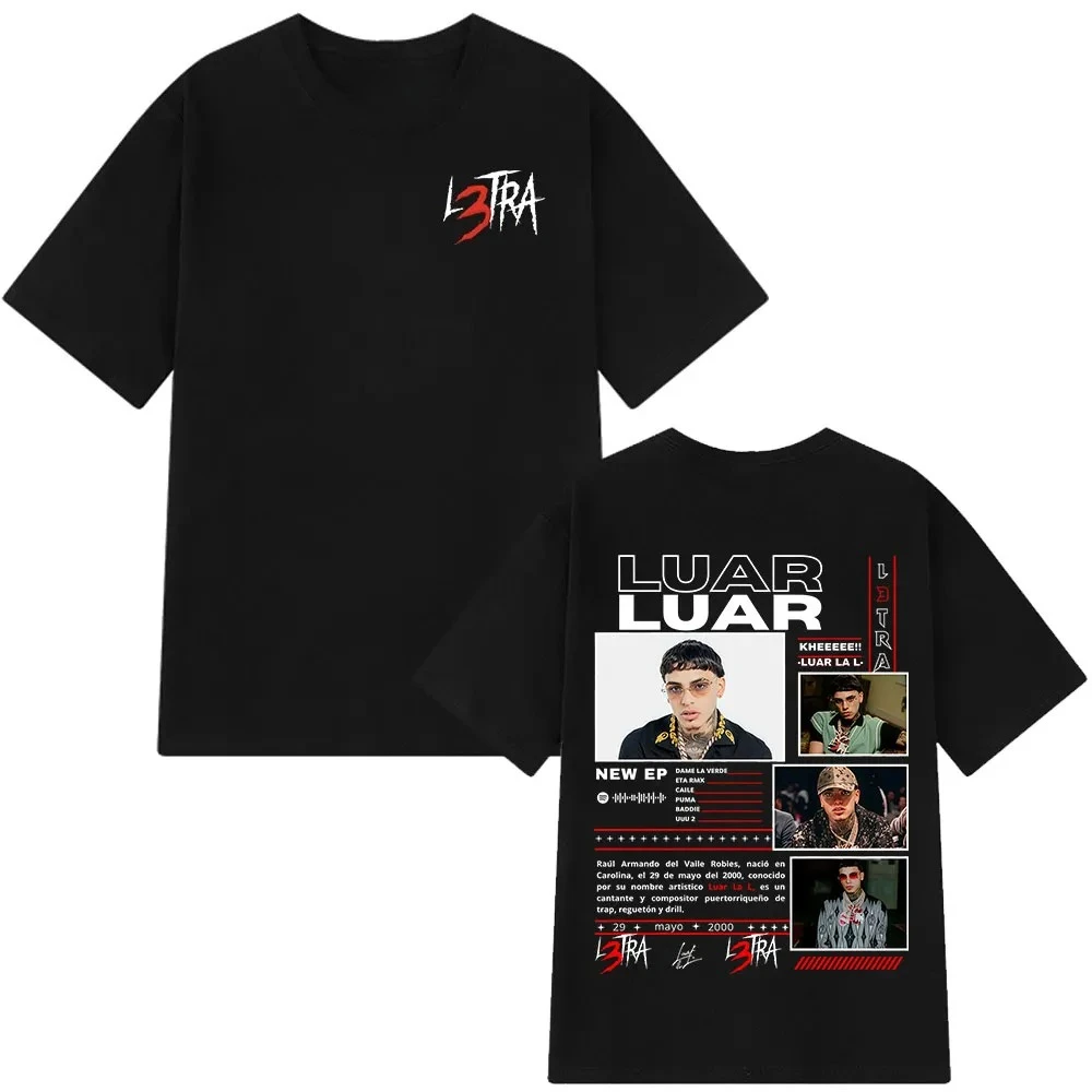 Camiseta de Algodón Extra Grande de Lujo de Alta Gama, Estilo Unisex para Hombre y Mujer, del Rapero Luar La L, Álbum L3TRA 2025