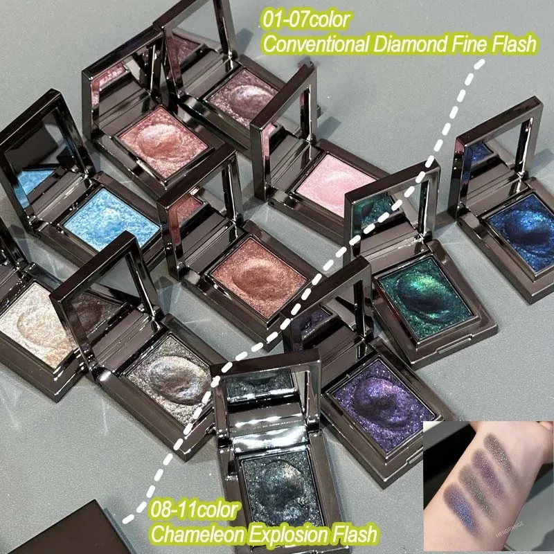 Metallic Chameleon Eyeshadow Palette Smoked Blue Purple Bronze Green Shimmer Glitter Highlighter Makeup Kit for Party Night Out