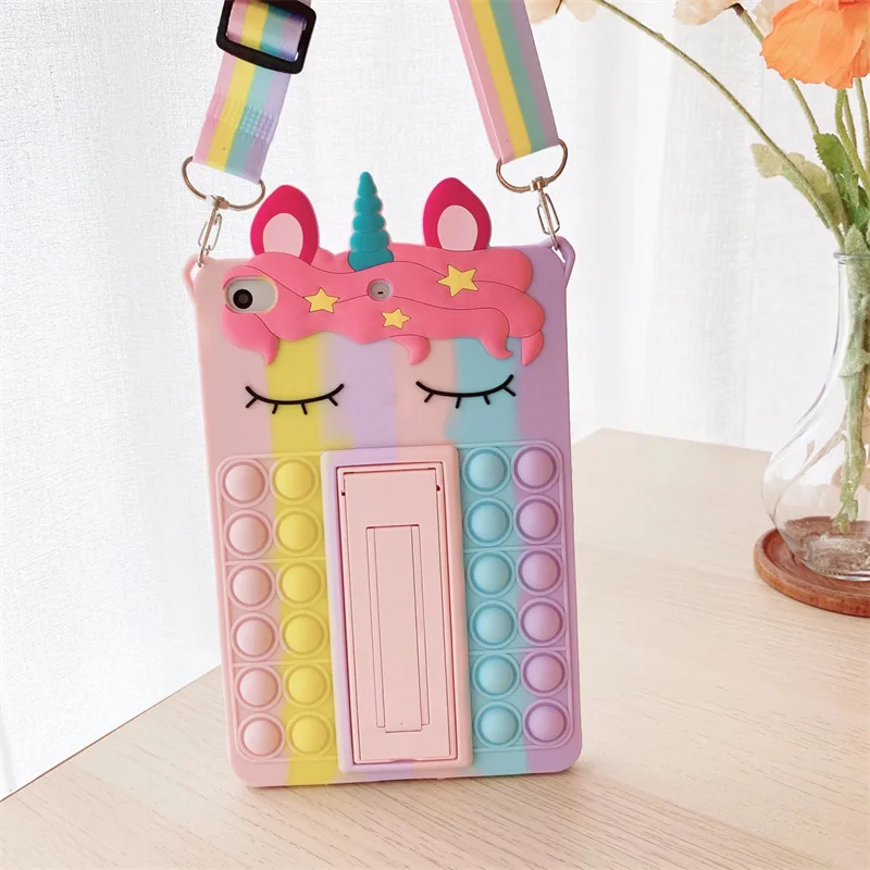 Cartoon Unicorn Kids Bubble Case For Samsung Galaxy Tab A8 10.5 SM-X200 X205 S6 A7 Lite T500 P610 T290 T220 Silicon Tablet Cover