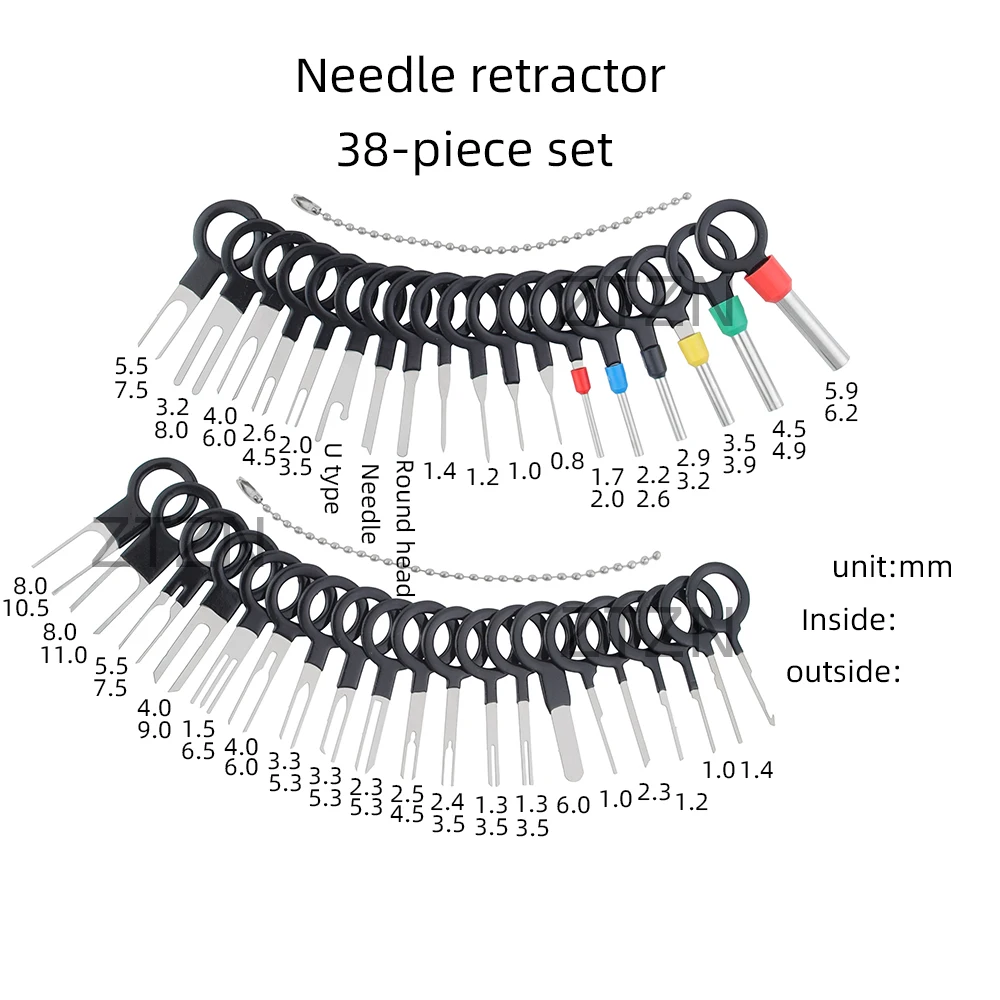 38pcs terminal disassembly tool, car terminal harness plug, unplug connector, crimp pin, return pin, disassembly tool set