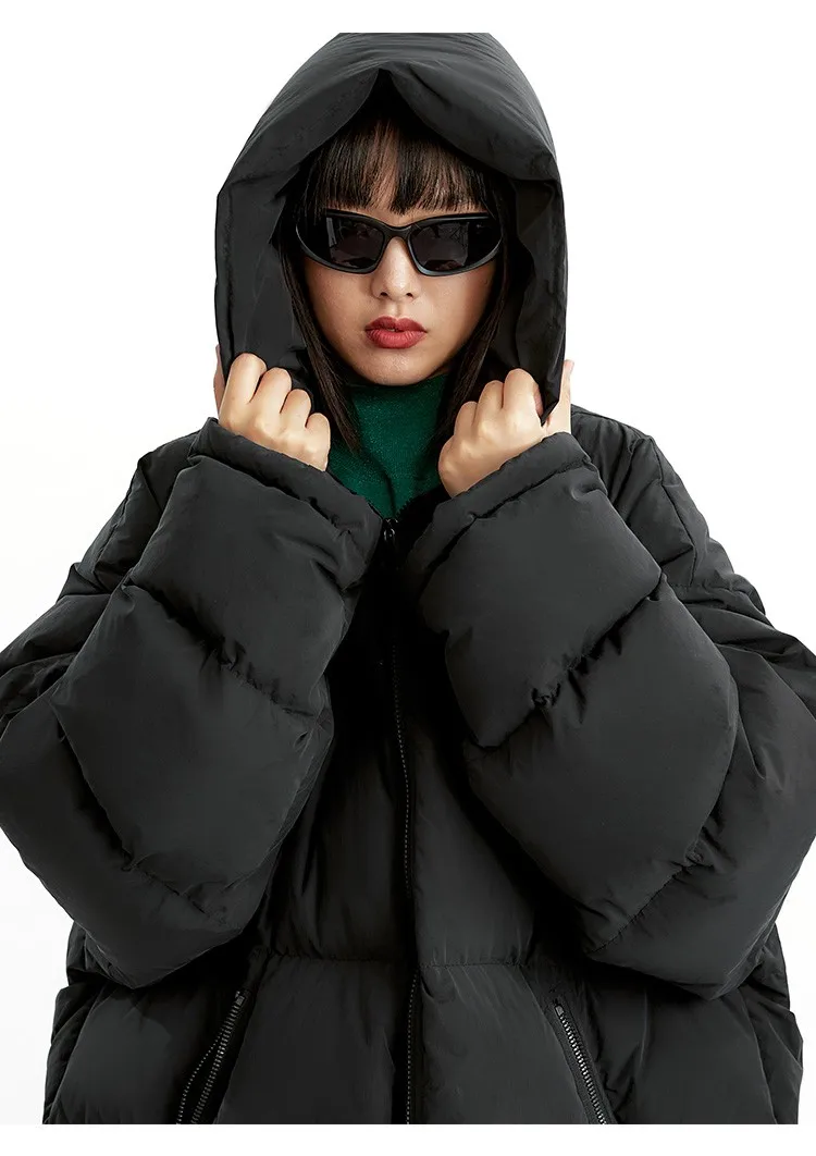 So Hot That You'Ll Sweat~ Duck down Oversized down Jacket, Unisex, 2026 Winter New Style, Loose Black Hooded Coat