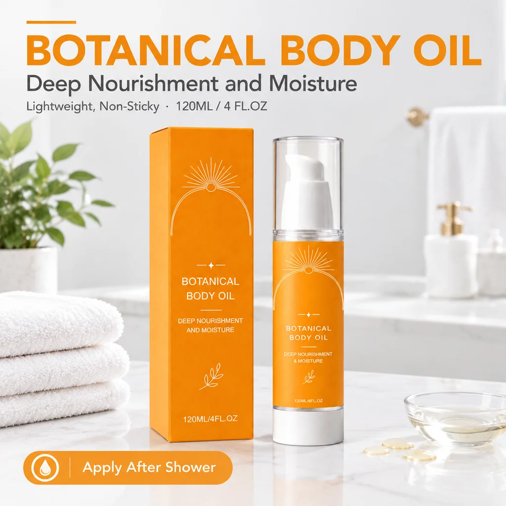 Botanical Body Oil Nourishing Body Serum Moisturizing Smoothing Non Sticky For Dry Rough Skin Post Shower Daily Full Body Care