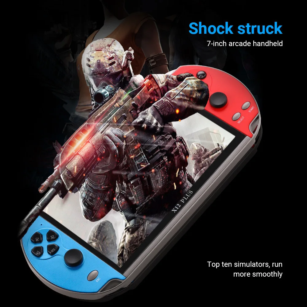 X12PLUS 7 Inch Large Screen Handheld Mini Arcade 8 Large Emulator Retro PSPFC//GBA Game Console Handheld Game Players