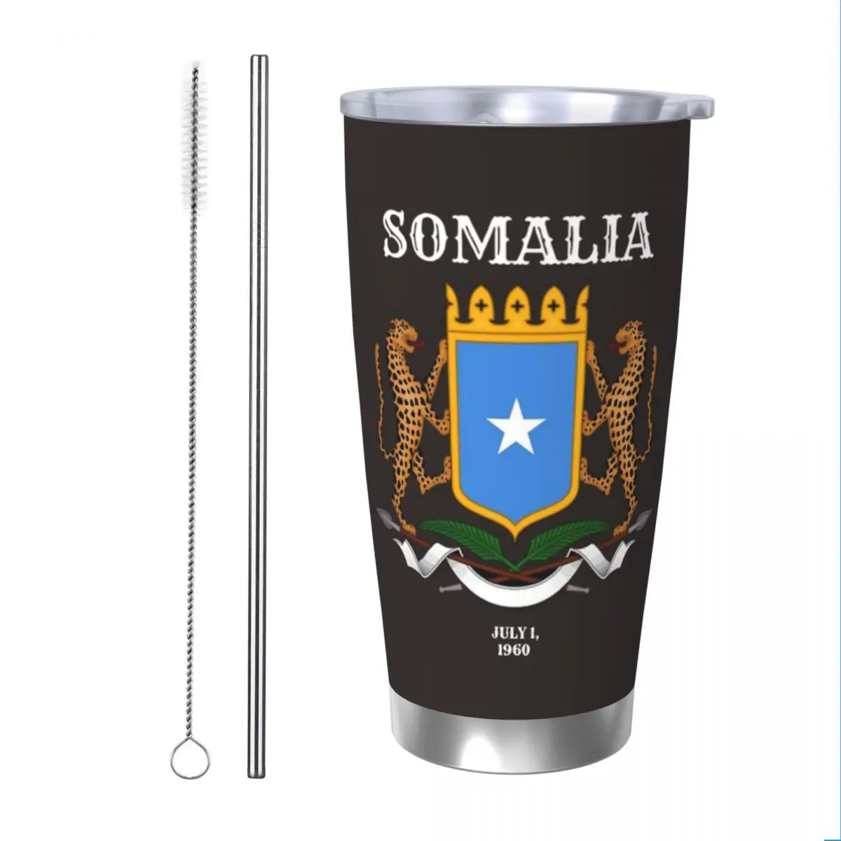 Somalia Insulated Tumbler with Straws Somali Flag Vacuum Coffee Mugs Office Home Car Bottle Cup, 20oz