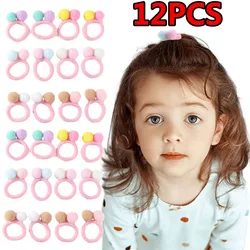 ncmama 12Pcs Plush Ball Hair Bands Ealstic Hair Ties Clip for Kids Sweet Girls Ponytail Holder Scrunchies Baby Hair Accessories