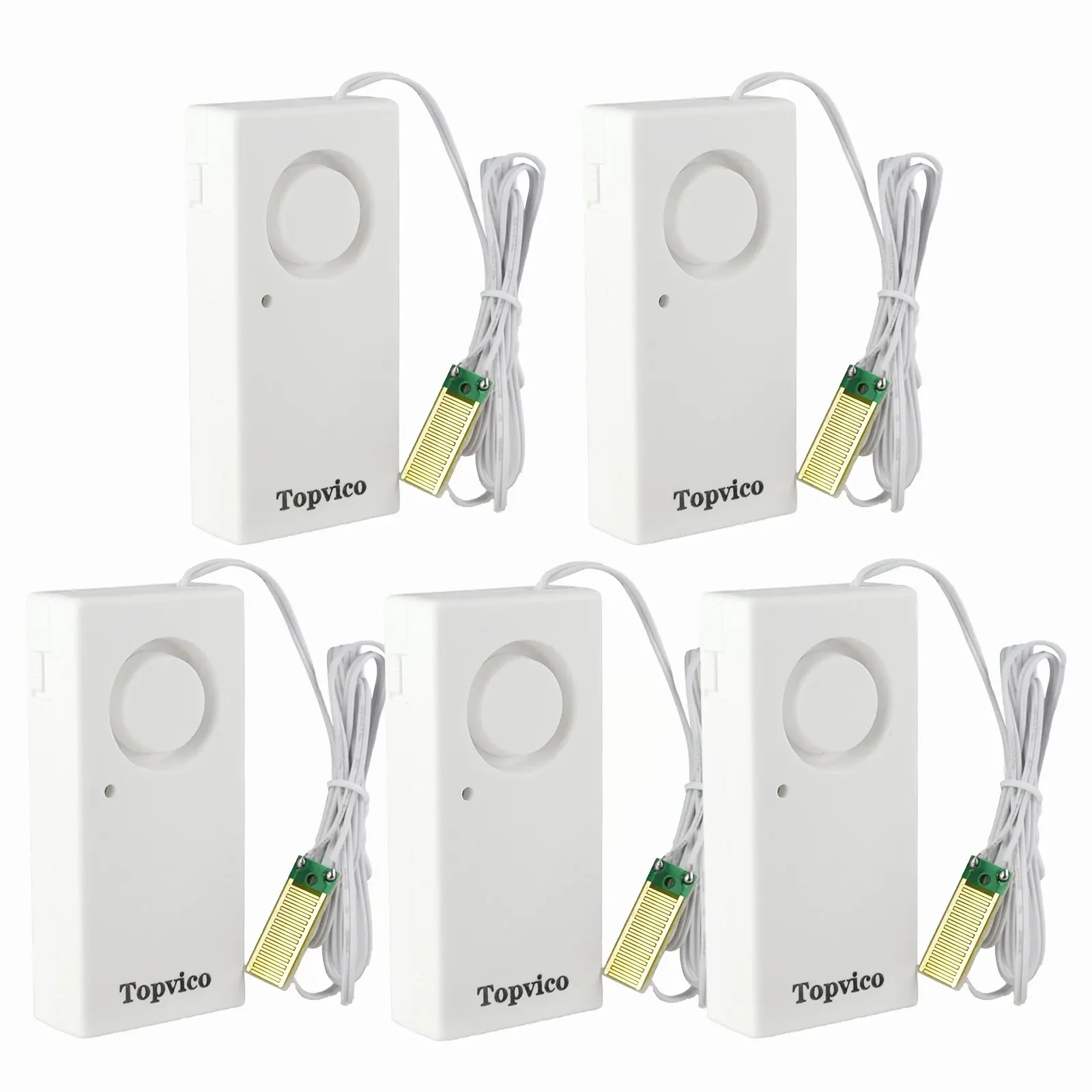 

Topvico 5pcs/lot Water Detector Leakage Sensor Alarm Leak Detector Sound 120dB Flood Alert Overflow Security System