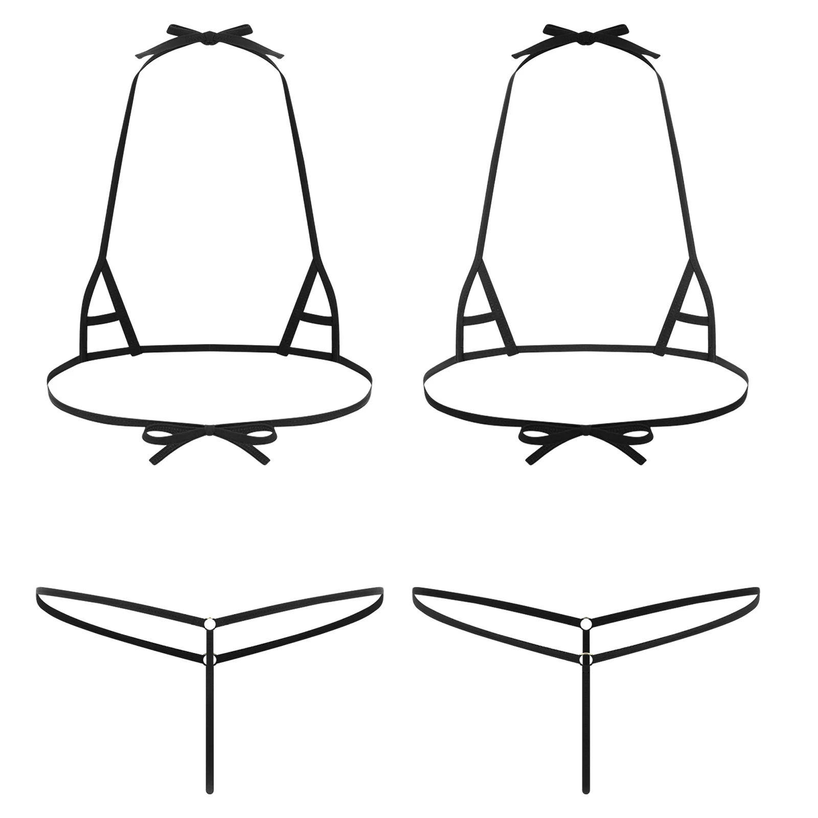 مثير المرأة ملابس سباحة نسائية صغيرة مجموعة الملابس الداخلية الجوف خارج كوب الرسن البرازيلي الأعلى و T-الظهر g-سلسلة ثونغ الملابس الداخلية ملابس النوم ملابس السباحة #4