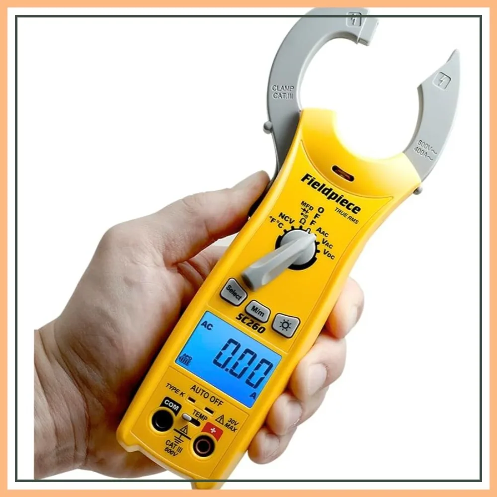 

Compact HVACR Clamp Multimeter SC260 - True RMS Clamp Meter with Temperature, Capacitance & Backlight