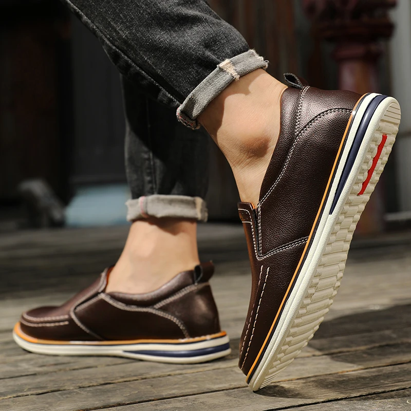 High Quality Men Casual Shoes Genuine Leather Men's Shoes Comfortable Flats Driving Shoes Outdoor Men Loafers Large Size 38-46