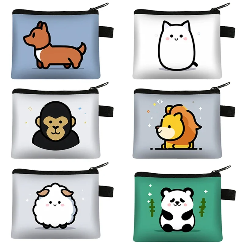 Cute Animal Print Coin Purse Flat MBE Style Wallet Cartoon Animal Beagle Bulldog Cat Panda Owl Teenager Boys Girls Coin Bag Gift