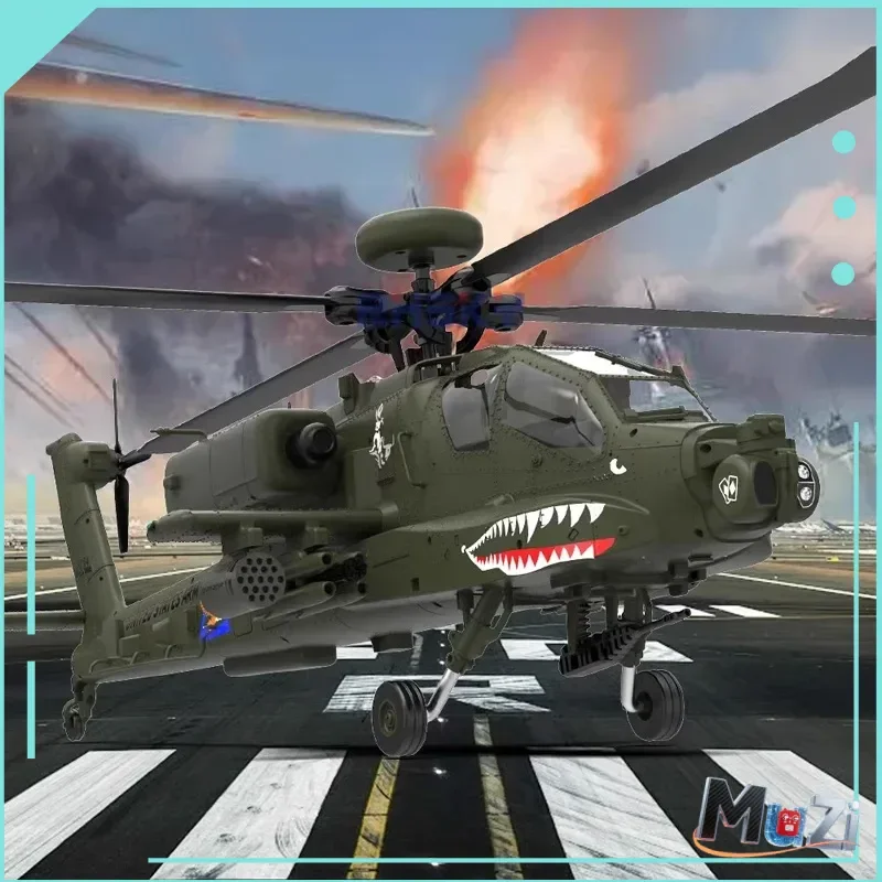 YXZNRC F11 Apache AH-64D F11 2.4G มอเตอร์ไร้แปรง 6 ช่องสัญญาณ บังคับวิทยุ 3D Stunt เฮลิคอปเตอร์จำลองแบบไม่มี Flybar สเกล 1:32