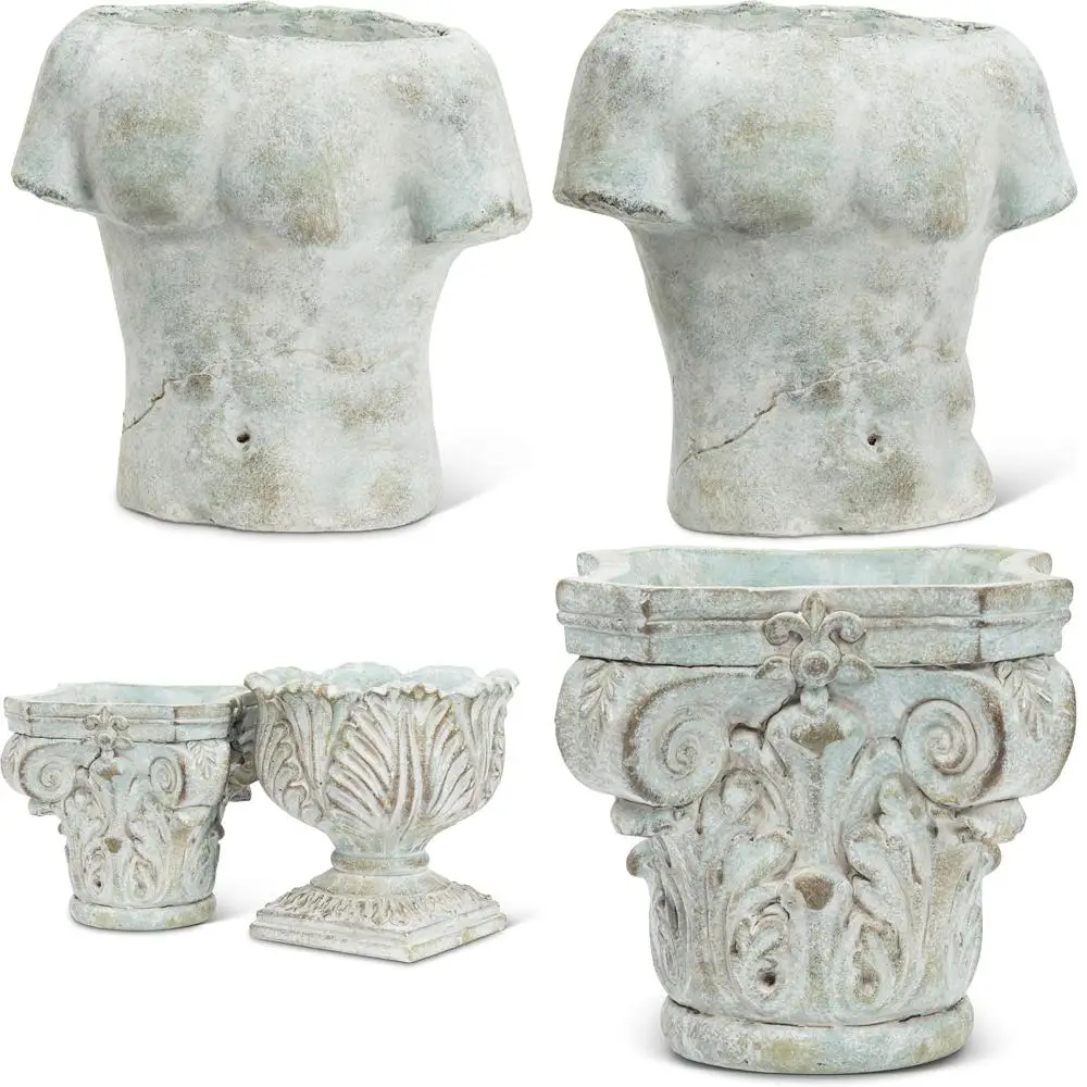 

Abbott Collection 27-ATHENS-801 Male Torso Planter-9 H, Grey