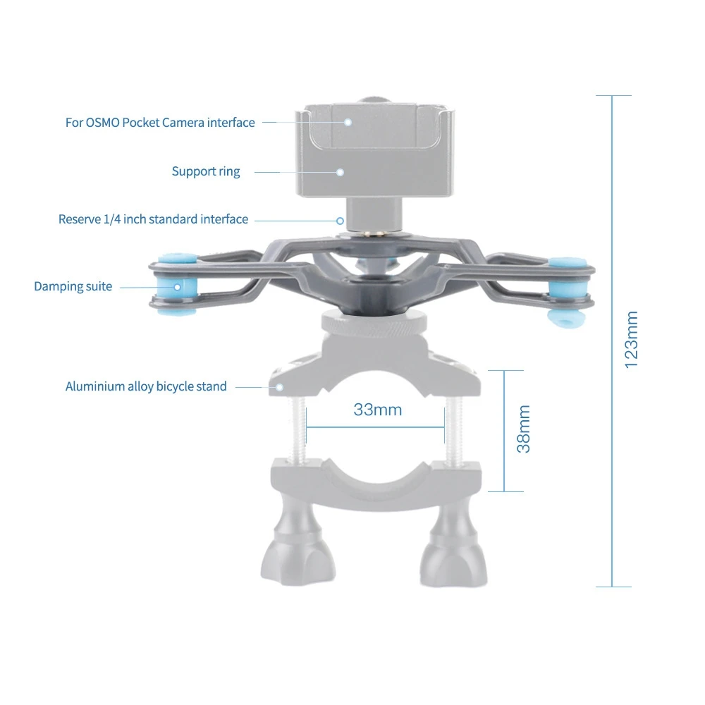 

L68ABicycle Handlebar Fixing Bracket Shock Absorber Vibration Suppressor Set for Gopro Action Camera DJI Osmo Pocket
