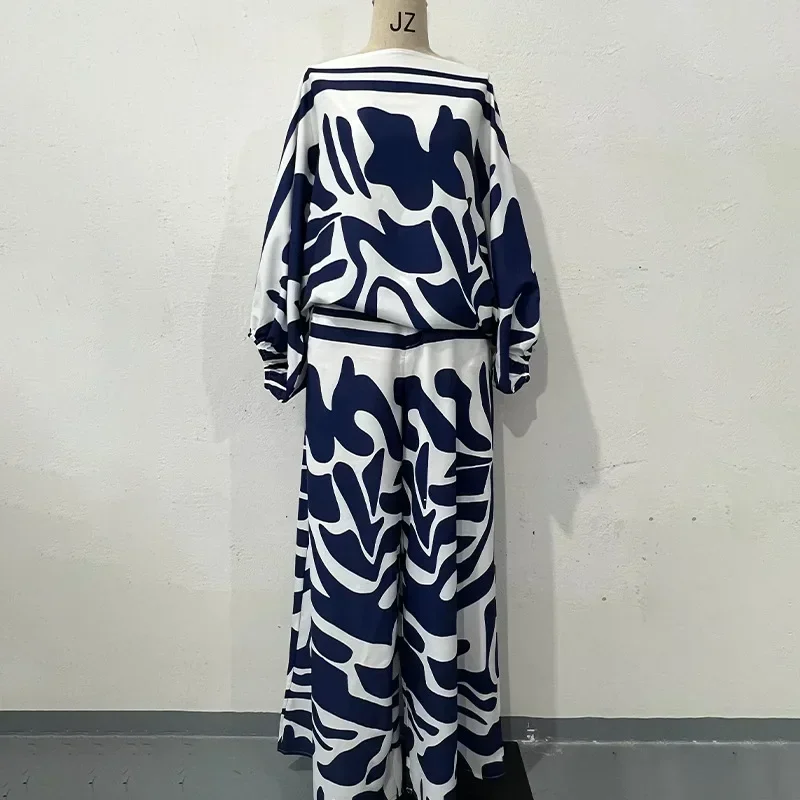 One Piece Wanita Cetak Skew Leher Setengah Lengan Longgar Lebar Kaki Celana Overall Kasual Sambatan Baju Monyet Ketat Pinggang Tinggi Celana Kodok 2025