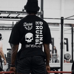 Barbell Summer Men Fashion Cotton T-Shirt Skull Print Tops Tees Male Casual O-Neck Clothing Women Short Sleeve Shirt Streetwear
