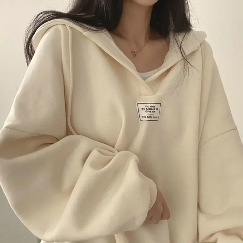 Autumn Winter Korean Chic Female Sweatshirt Y2k Oversized Loose Women Hoodies Outerwear Bat Sleeve Hooded Pullovers Tops