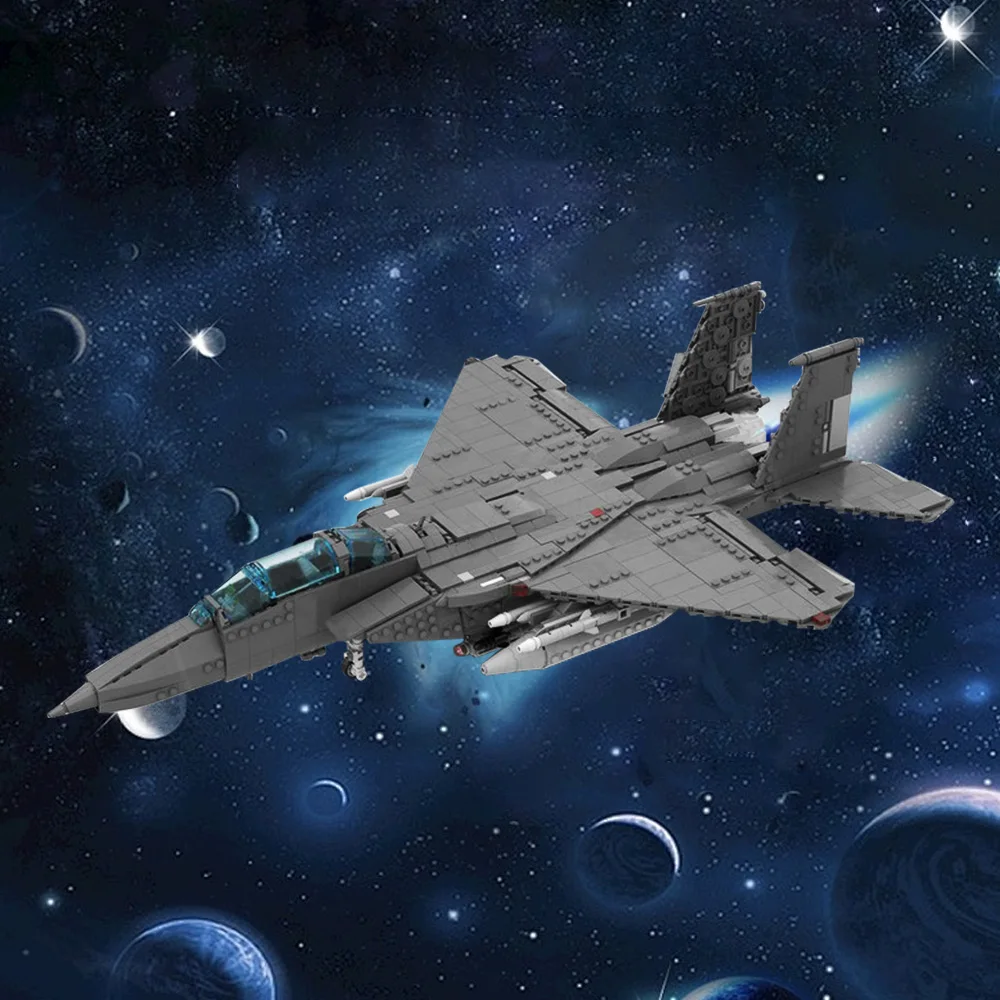 MOC 1:34 Scale F-15 E STRIKEs EAGLE v2 Building Blocks Model McDonnell Douglas F-15 Eagle Space Klingons Airfighter Bricks Toys