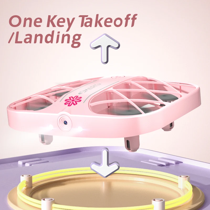 H107 Pink Mini Drone 8K High-definition Aerial Photography Remote Control Plane Drone Small Quadcopters Toy for Boys Girls Gift