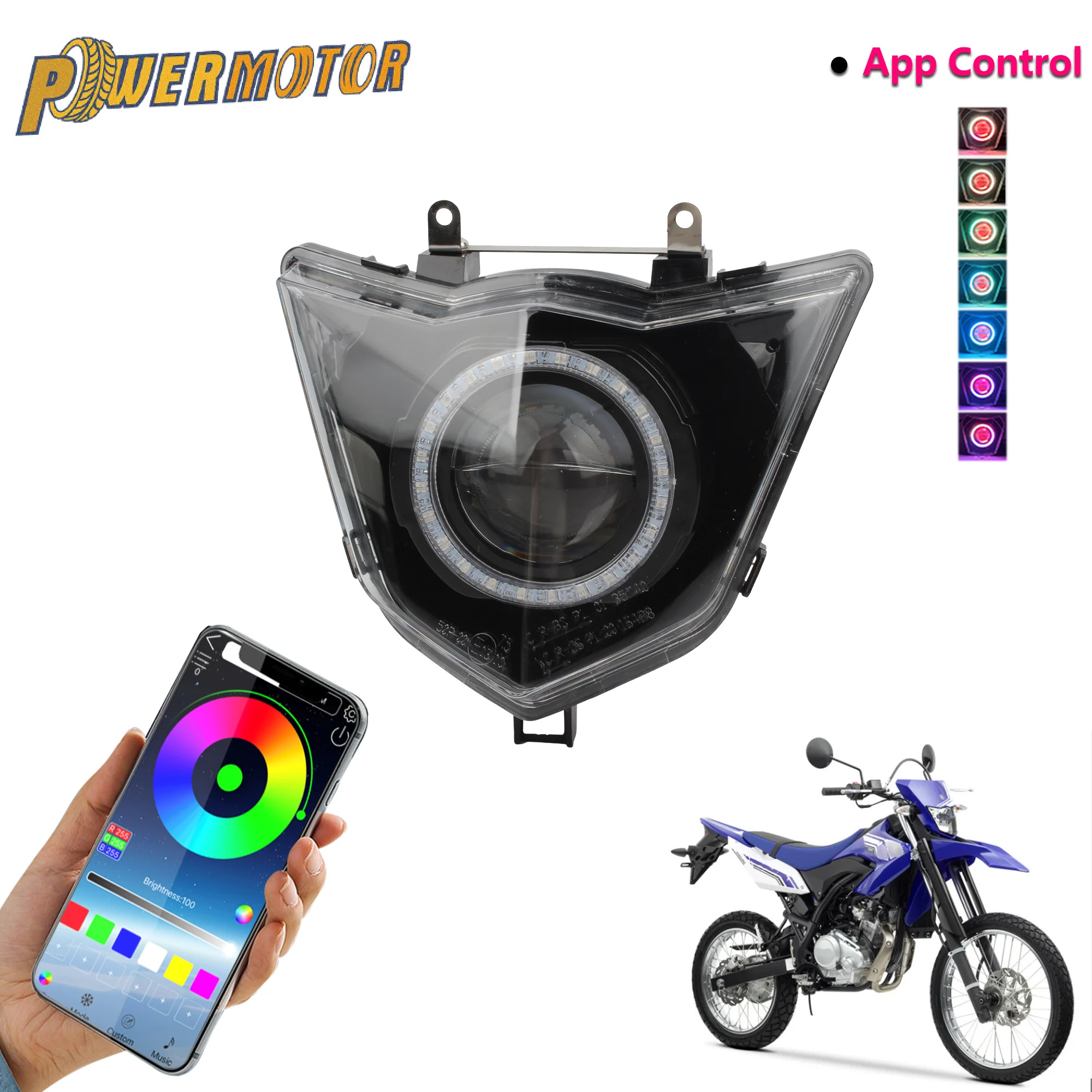 المصابيح الأمامية LED للدراجات النارية عيون الملاك أضواء ملونة كشافات لياماها WR 125 X/R 2009-2016