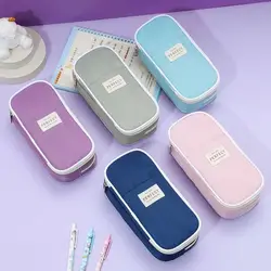 Simple Aesthetic Pencil Case Large Capacity Zipper Pen Pouch Portable Stationery Storage Bag for School Office Students