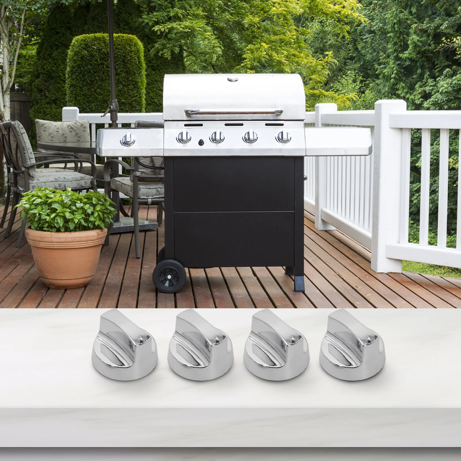 4pcs Electroplating Gas Grill Knob Accessories Kitchen Gas Barbecue Stove Knob