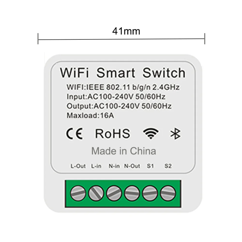 16A Mini Wifi Smart Switch Light Module 2 Way Off Breaker Wireless Remote Voice Timing SmartApp For Home Alexa