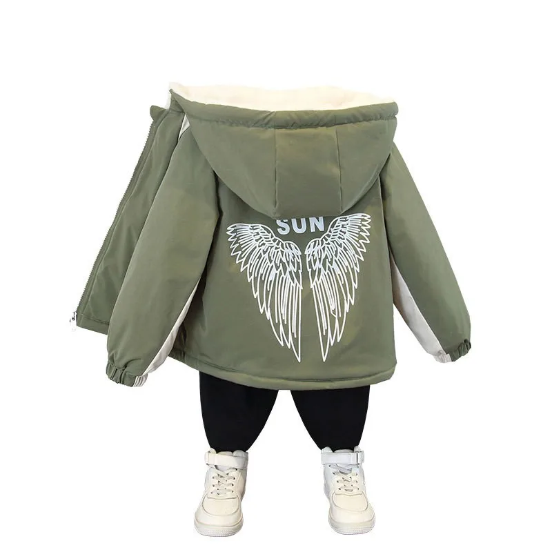 

Winter Add Velvet Thick Warm Jackets Boys Cartoon pinting Coat Girls Sports Casual Windbreaker Outerwear Kids Christmas Clothes