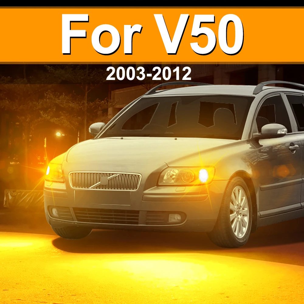 

Turn Signal LED Light Indicator Bulb For Volvo V50 2003-2006 2007 2008 2009 2010 2011 2012 Amber Direction Indicator Lamp 2PCS