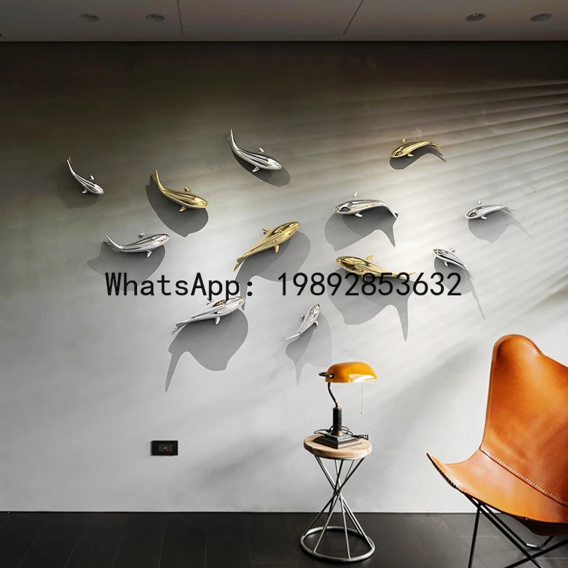 Goldfish Background Wall Hanging Resin Three-dimensional Fish Pendant Gold Silver Home Decoration