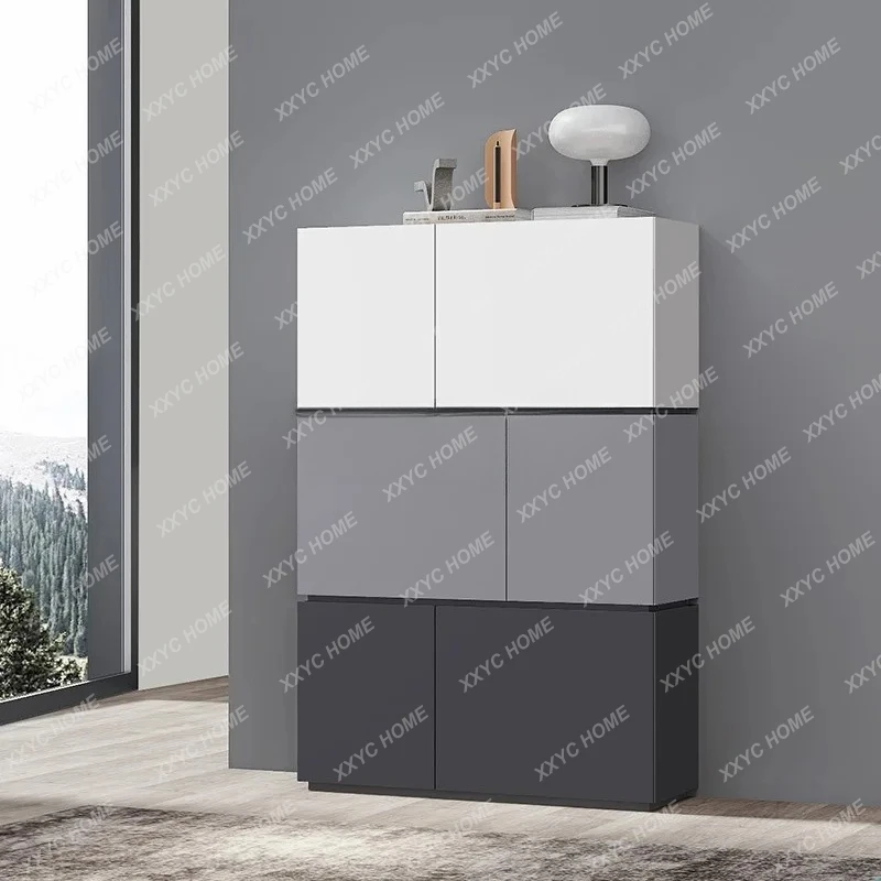 

Лакированный шкаф для обуви для прихожей, многофункциональный многоярусный комбинированный шкаф для хранения вещей