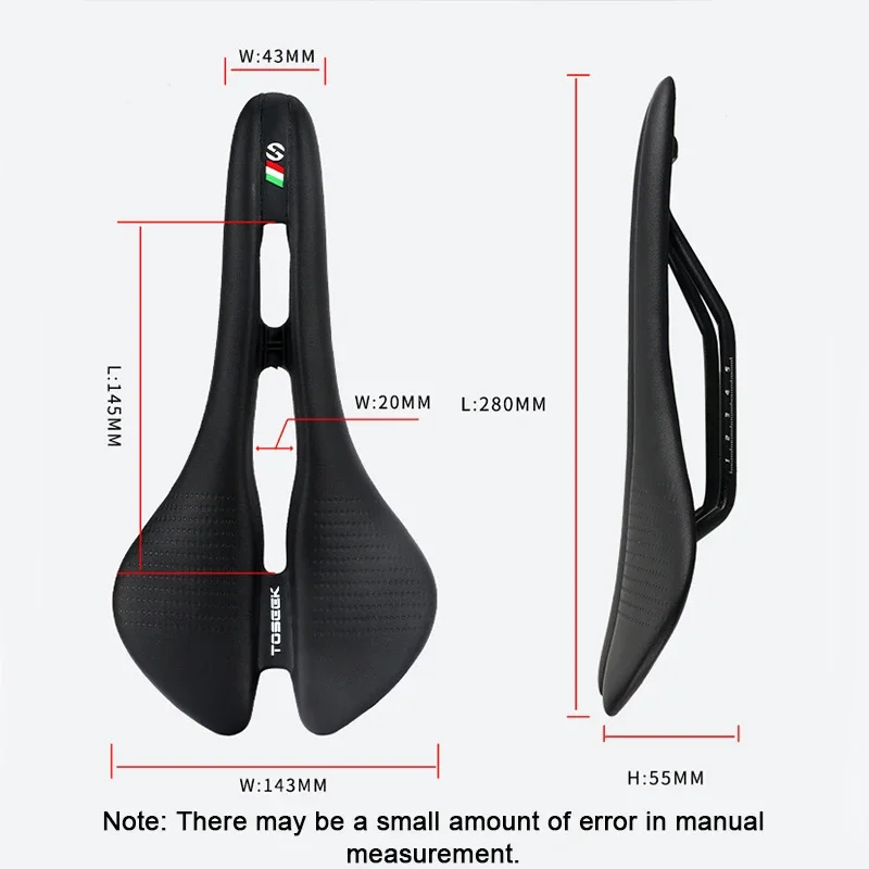 TOSSEK 143mm Bicycle Saddle Long Distance Bike Seat Cushion Ultralight Road Bicycle Seat Hollow Breathable Mountain Bike Saddle