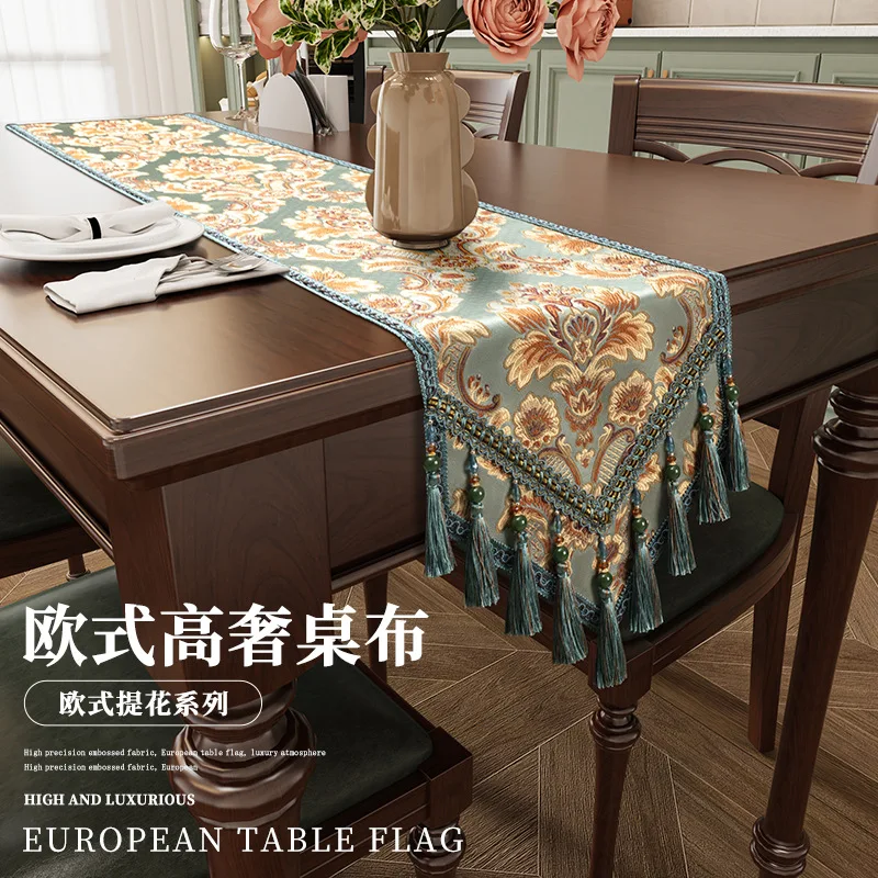 

Embroidered Floral Luxury Macrame Retro European Jacquard Table Runner Brocade Embroidered Table Decoration Chinese Table Runner