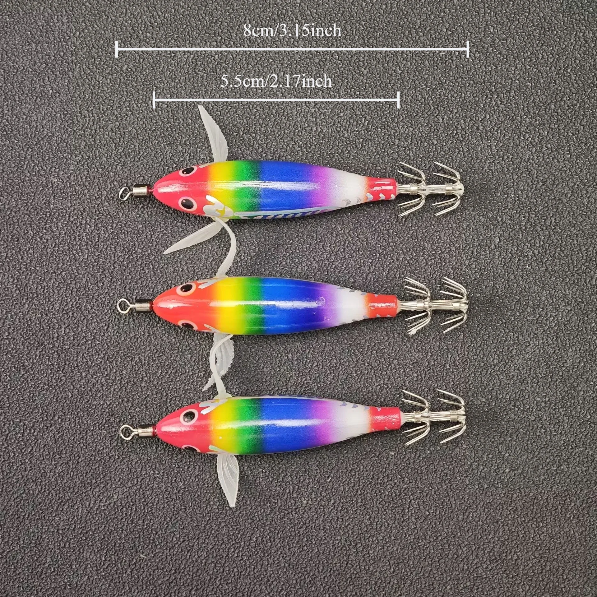 17 Stück/Set Leuchtender Tintenfisch-Jig 8cm/5,7g Garnelen-Angelköder Haken Meeresfischerei-Zubehör Künstlicher Köder Oktopus-Köder – Detail 1