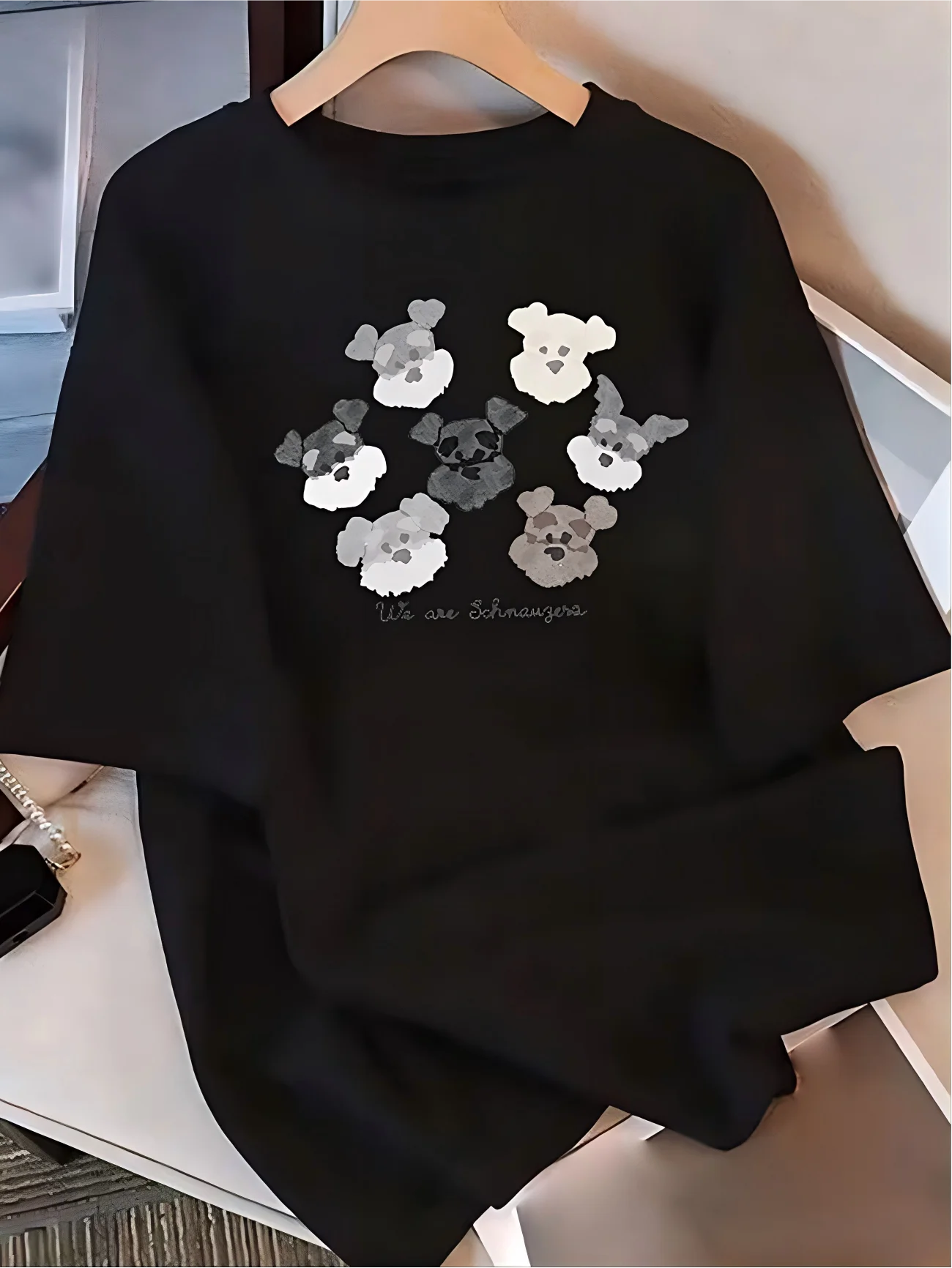 Camiseta vintage con estampado de perro para mujer, camiseta informal de manga corta con gráfico de Schnauzer, camiseta holgada de verano estilo streetwear unisex