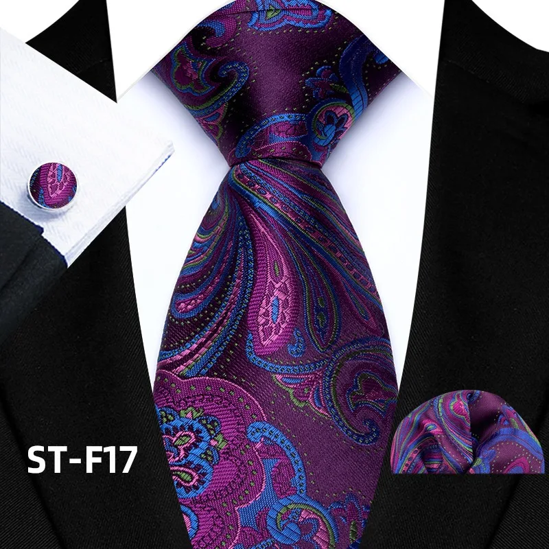 Florales Paisley-Krawattenset für Herren, Vintage-Krawatte, Taschentuch, Manschettenknöpfe, Set für Herren, klassische Anzugaccessoires, hochwertige Gravata – Detail 22