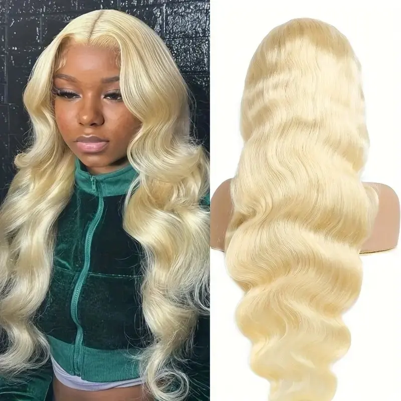 13X4 HD Lace Wigs 34 Inches 150 Density 613 Blonde Human Hair Body Waves 13x6 Lace Frontal Wig Colored Glue-Free Wave Wig